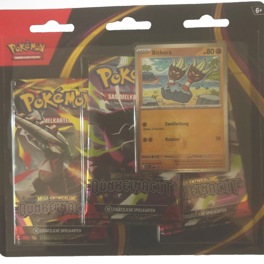 Pokemon Dunkelnacht 3-Pack Blister Bithora 3er Booster NEU (Mega-Entwicklung)