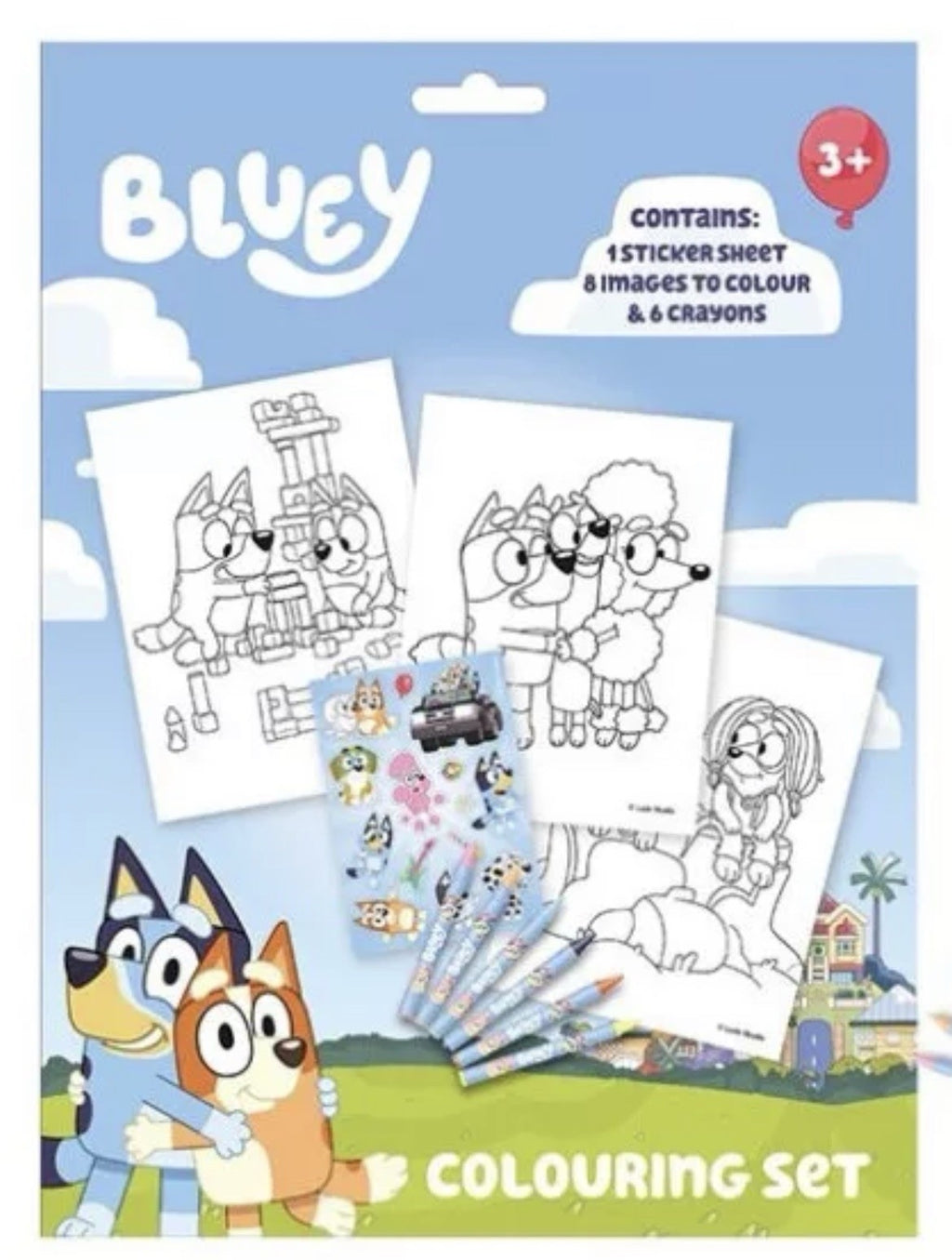 Bluey Happy Life Malset mit Aufklebern Und Wachsstiften und Sticker